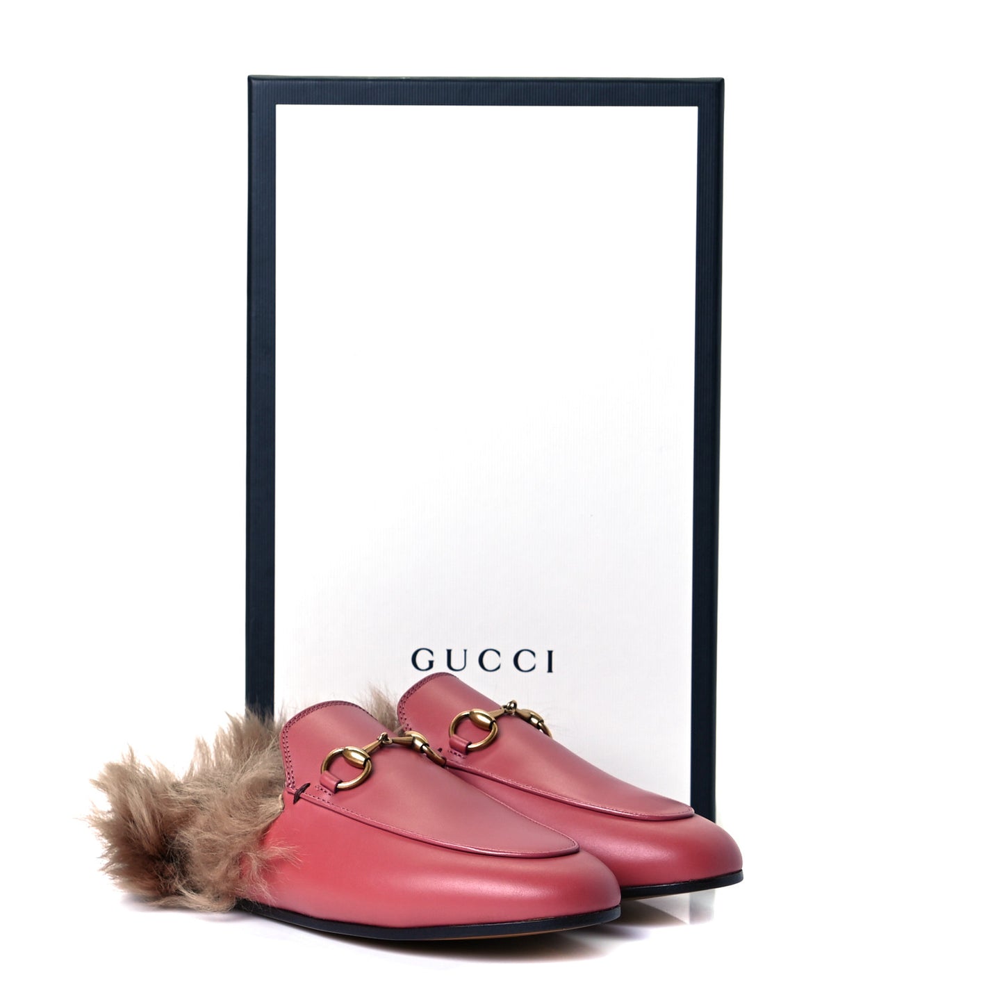 Calfskin Fur Womens Princetown Slippers 35 Lipstick Rose Natural