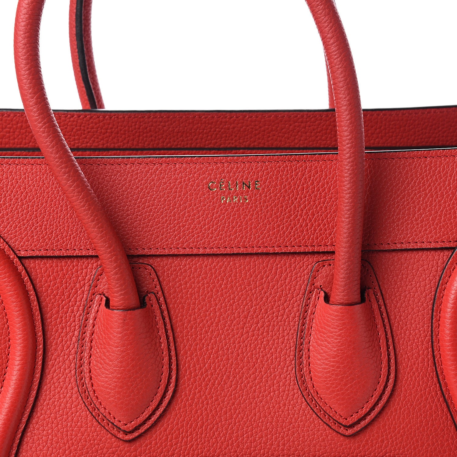Celine Drummed Calfskin Micro Luggage Red 9 of 9
