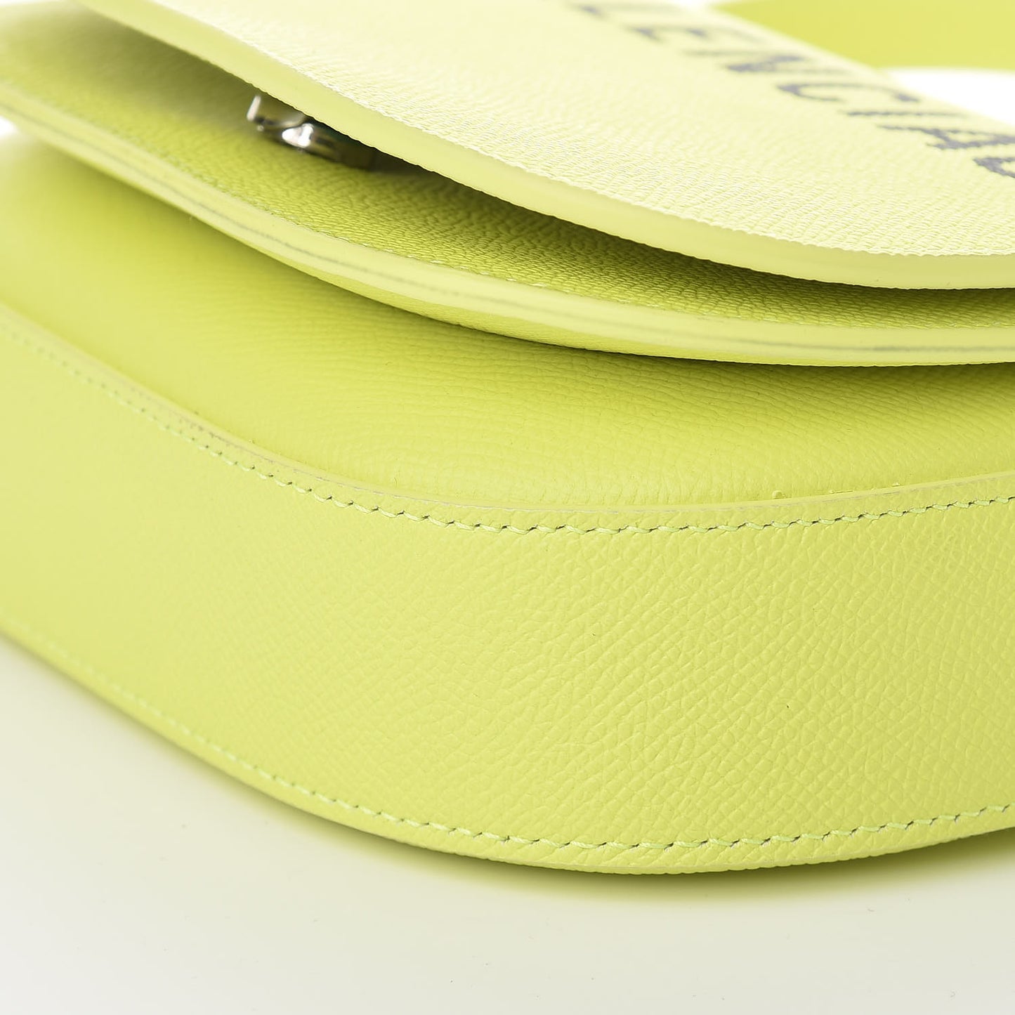 Grained Calfskin Logo Print Ville Day Bag XS Acid Green