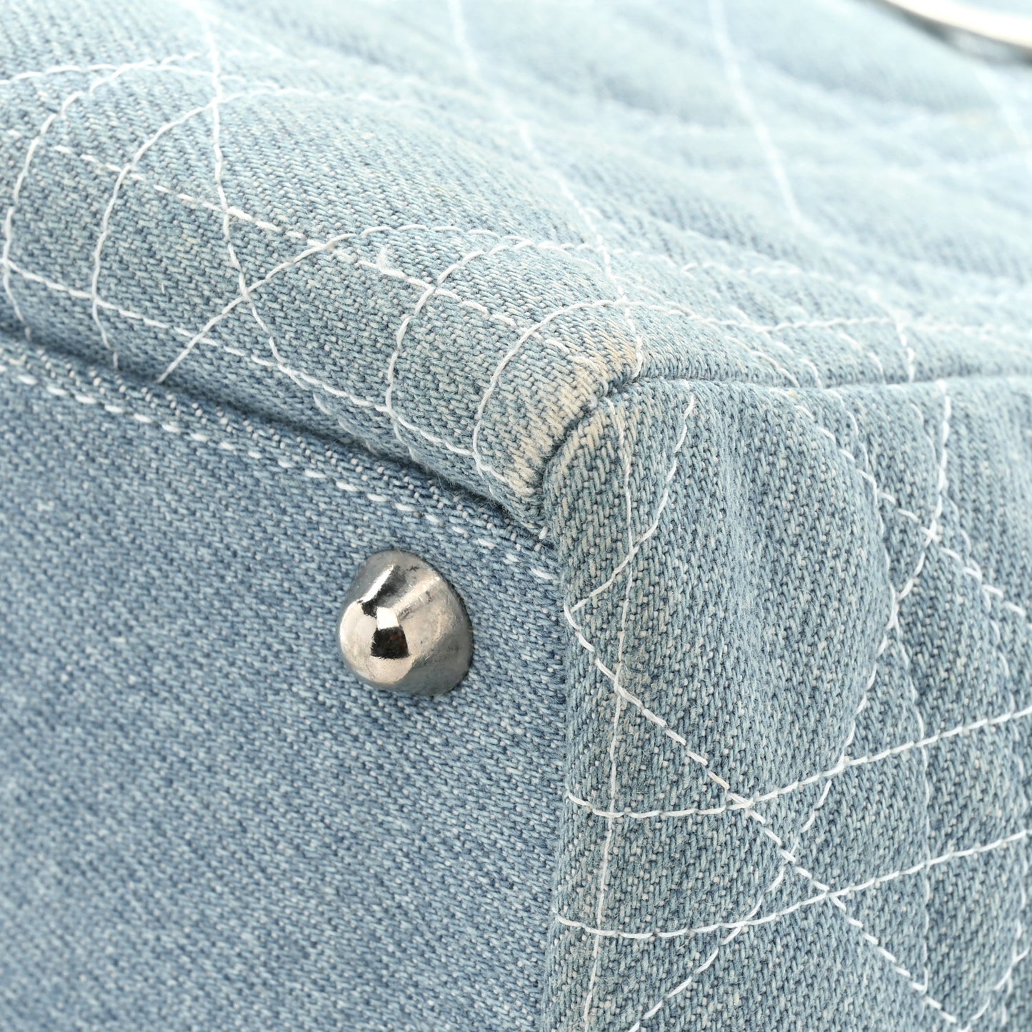 Denim Cannage Large Lady Dior Light Blue