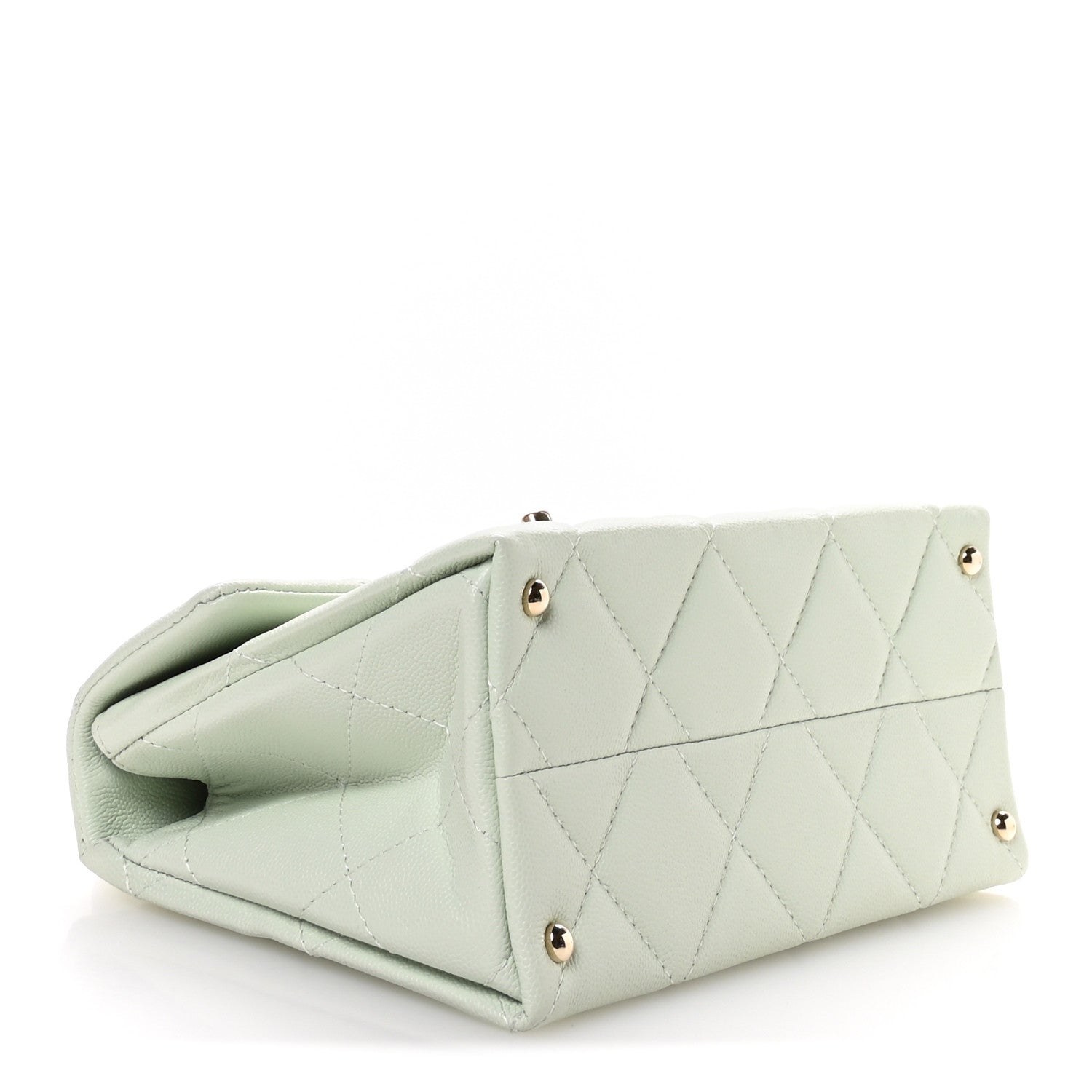 Chanel Caviar Quilted Retro Medium Twist Top Handle Clutch Light Green 4 of 10