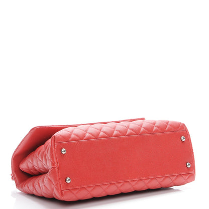 Chanel Caviar Quilted Medium Coco Handle Flap Dark Red 4 of 7
