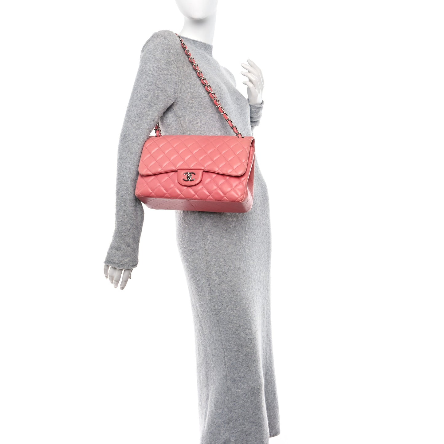 Lambskin Quilted Jumbo Double Flap Pink
