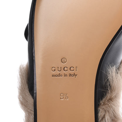 Gucci Goatskin Fur Web GG Mens Princetown Slippers 9.5 Black 7 of 8