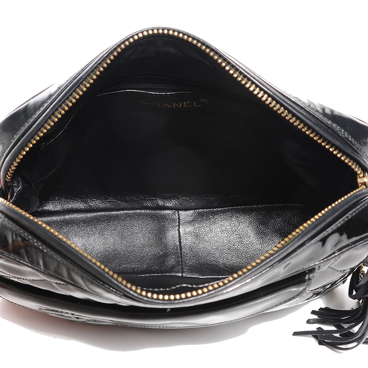 Patent Quilted Tassel Camera Case Black