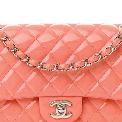 Chanel Patent Quilted Medium Double Flap Coral 8 of 14
