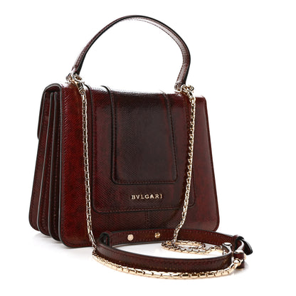 Bulgari Shiny Karung Serpenti Forever Top Handle Dark Red 3 of 9