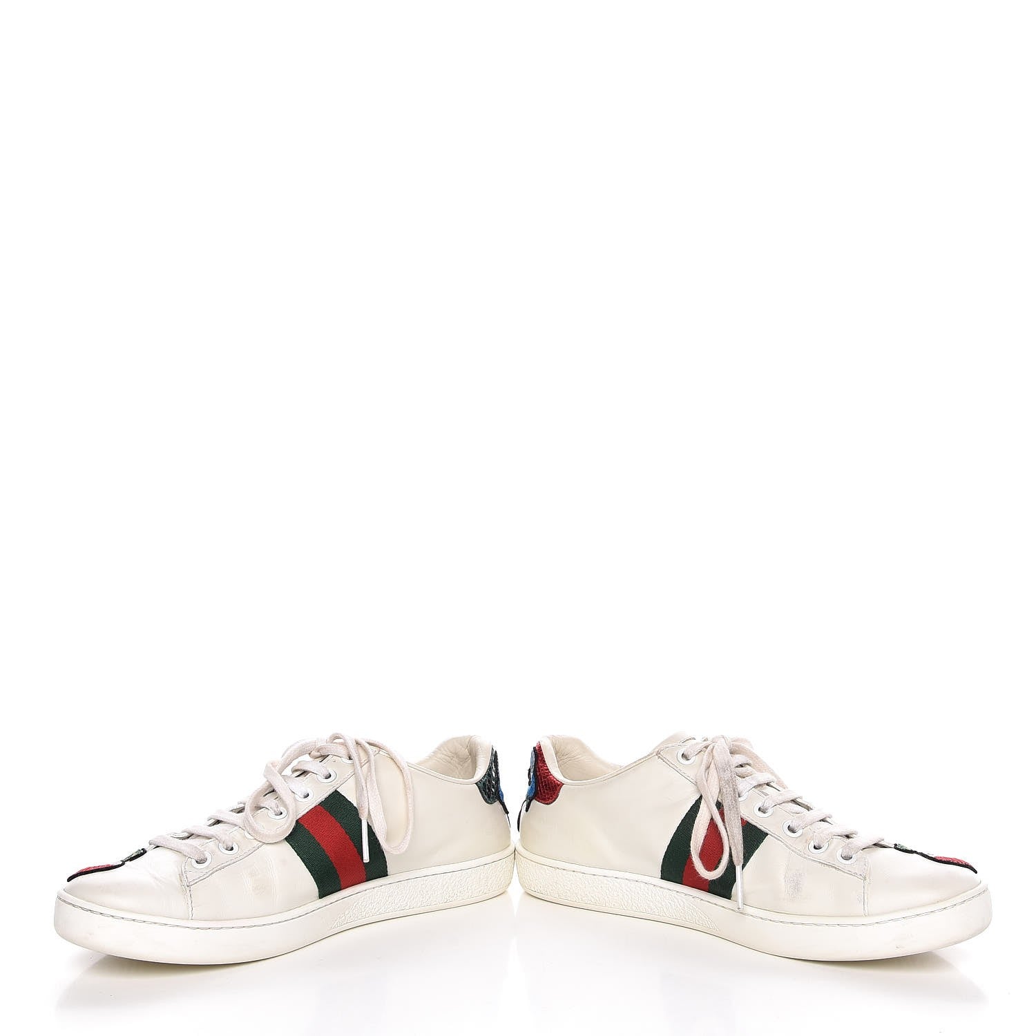 Gucci Calfskin Web Floral Embroidered Ace Sneakers 36.5 White 5 of 18
