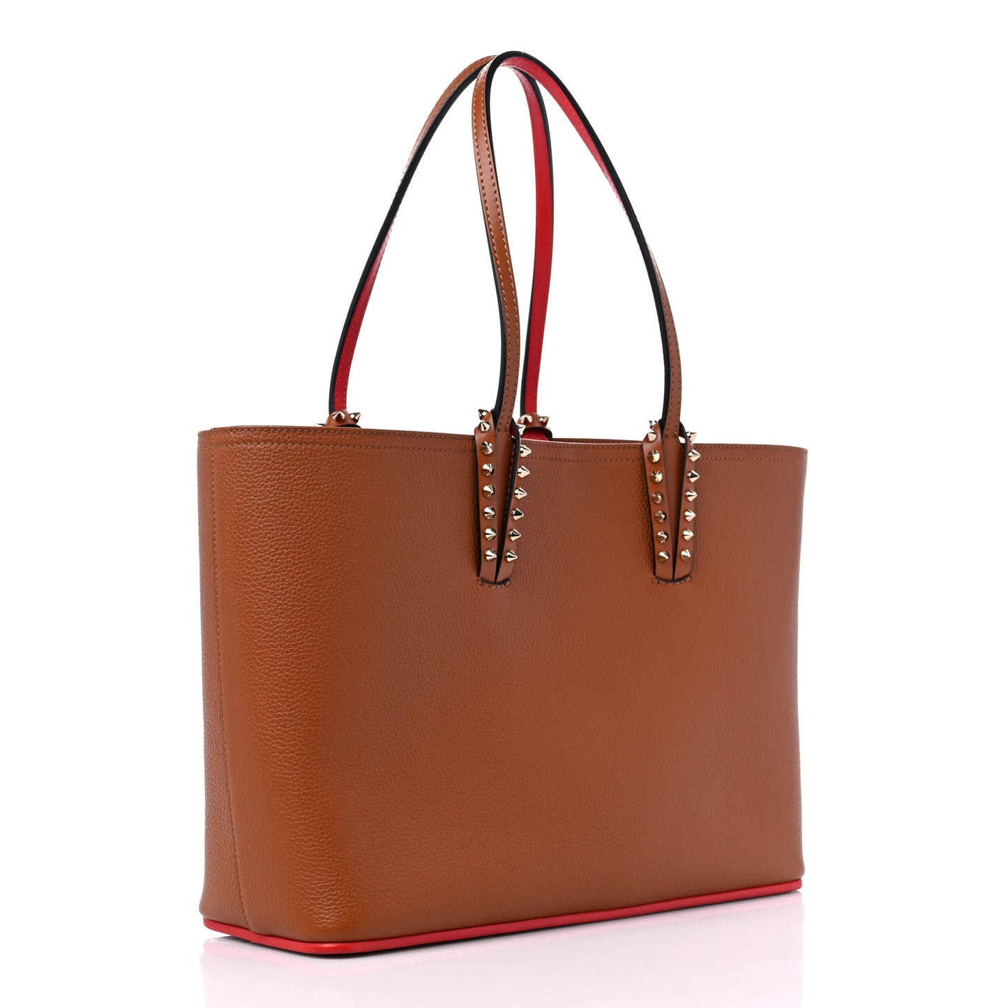 Calfskin Empire Spikes Small East West Cabata Tote Brown