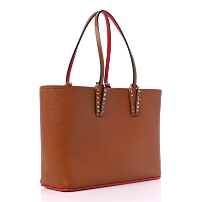 Christian Louboutin Calfskin Empire Spikes Small East West Cabata Tote Brown 3 of 13