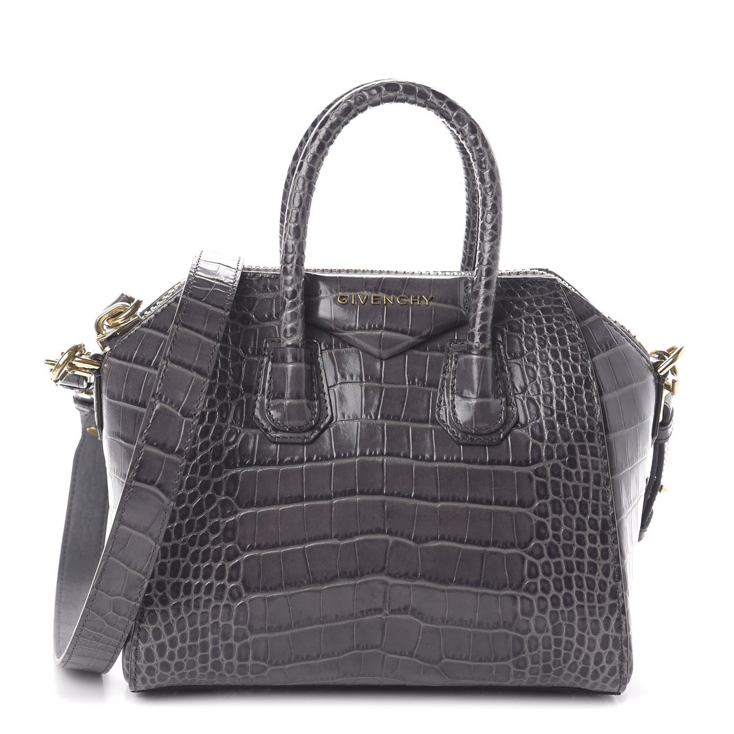 Givenchy Calfskin Crocodile Embossed Mini Antigona Storm Grey 1 of 10