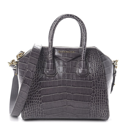 Givenchy Calfskin Crocodile Embossed Mini Antigona Storm Grey 1 of 10