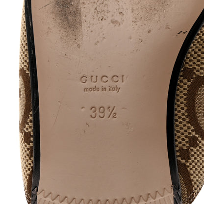 Gucci Monogram Jumbo GG Malaga Kid Womens Princetown Slippers 39.5 Camel Ebony New Acero Beige 8 of 8