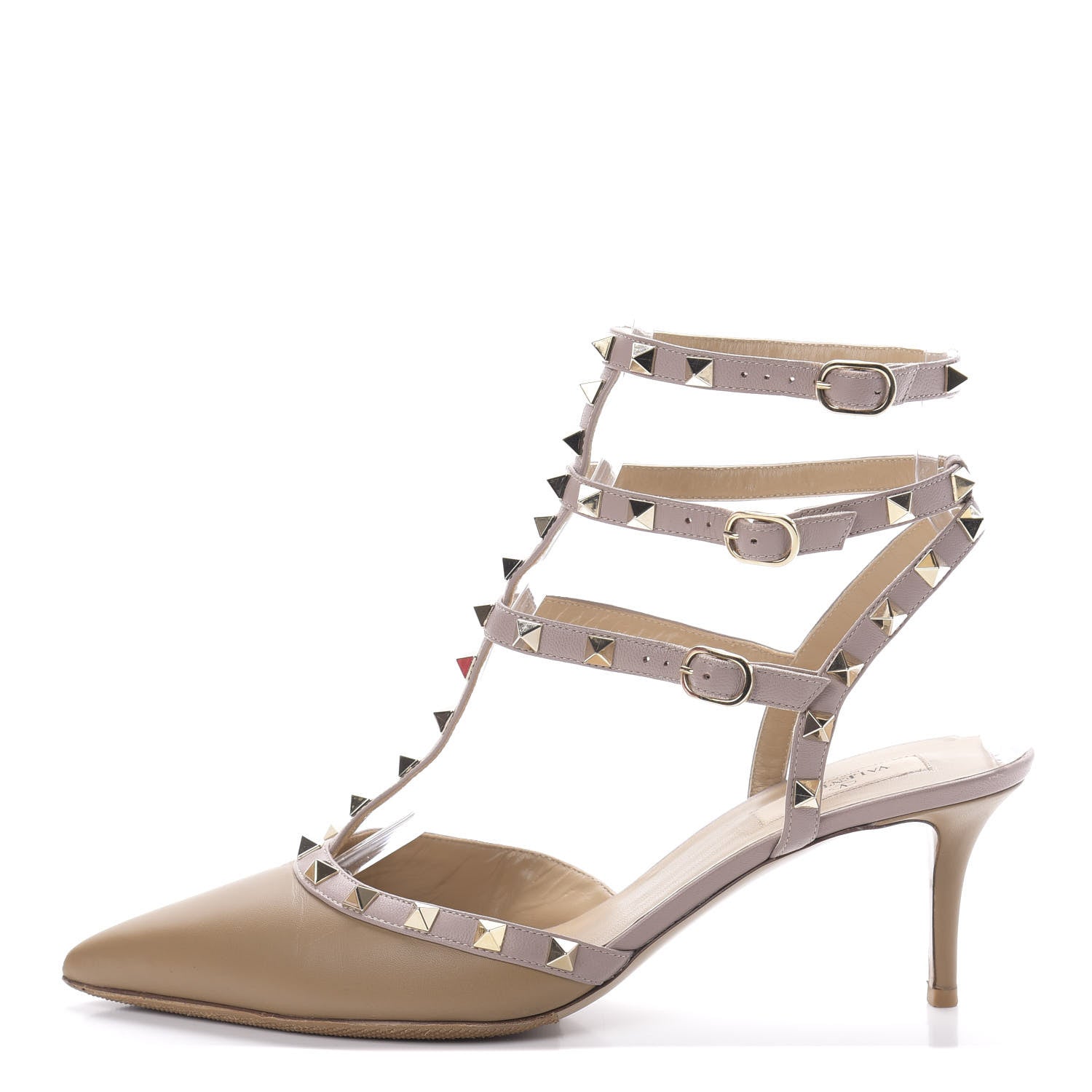 Valentino Garavani Calfskin Nappa Rockstud Ankle Strap 65mm Pumps 41.5 Alpaca Poudre 1 of 16