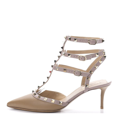 Valentino Garavani Calfskin Nappa Rockstud Ankle Strap 65mm Pumps 41.5 Alpaca Poudre 1 of 16