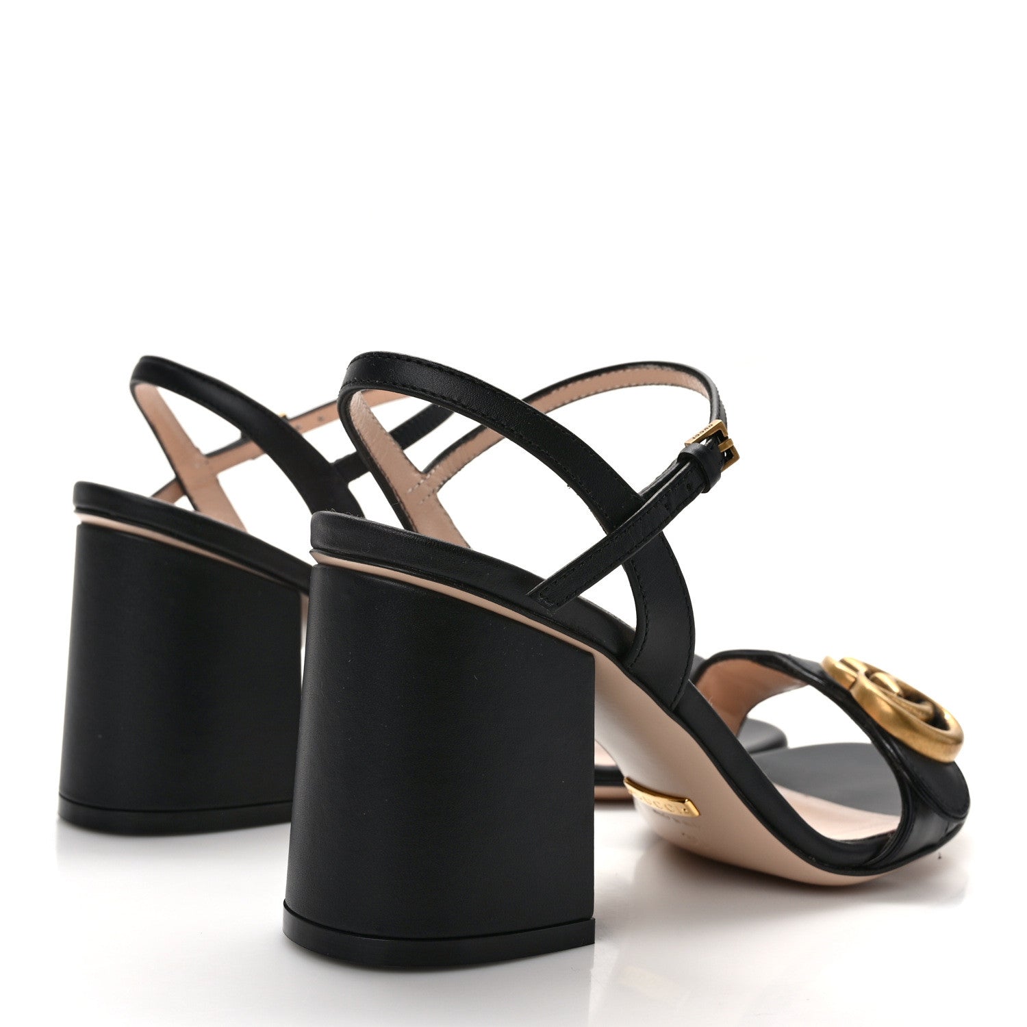 Gucci Lifford Calfskin GG Marmont Ankle Wrap 75mm Sandals 35 Black 4 of 8