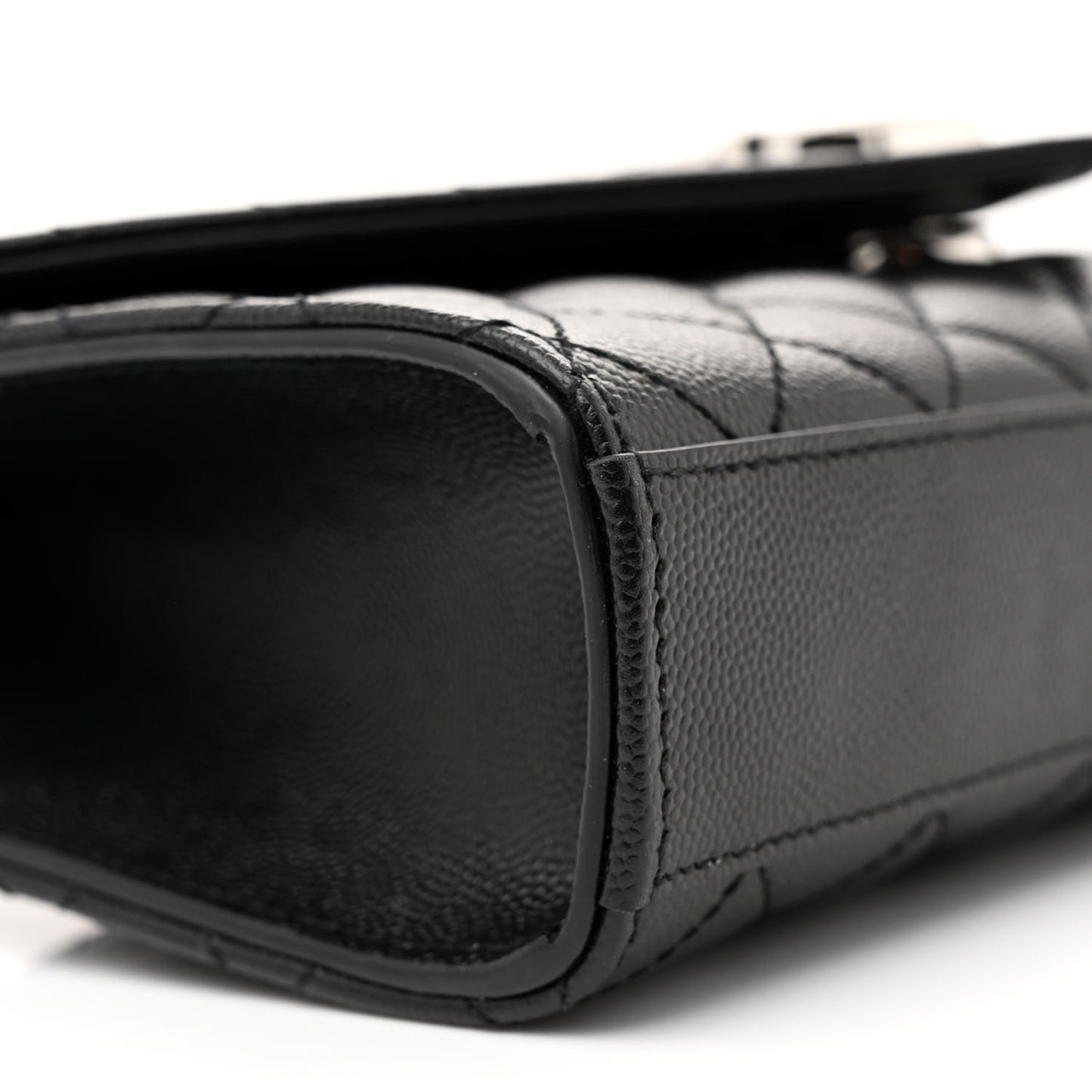 Grain De Poudre Textured Mixed Matelasse Triquilt Small Monogram Satchel Black