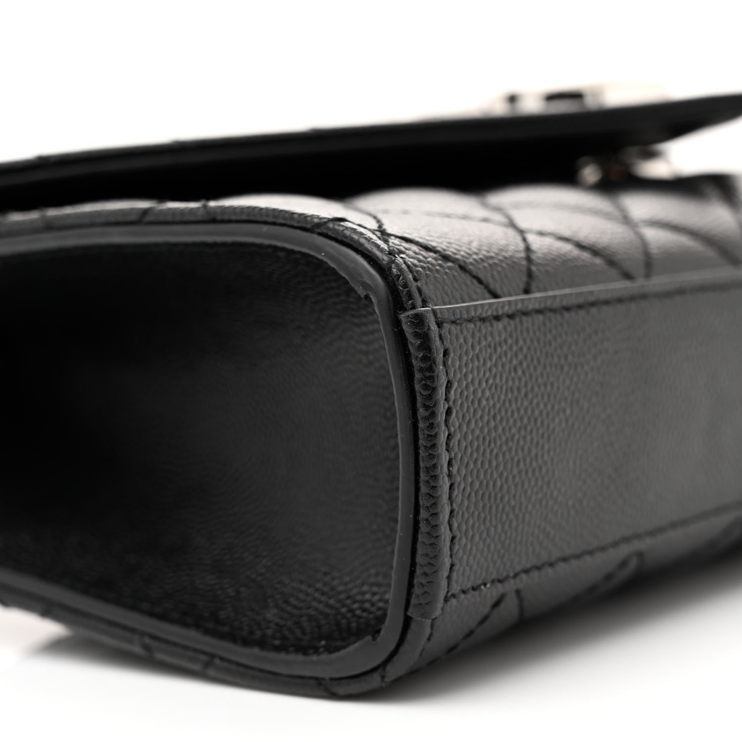 Saint Laurent Grain De Poudre Textured Mixed Matelasse Triquilt Small Monogram Satchel Black 9 of 10