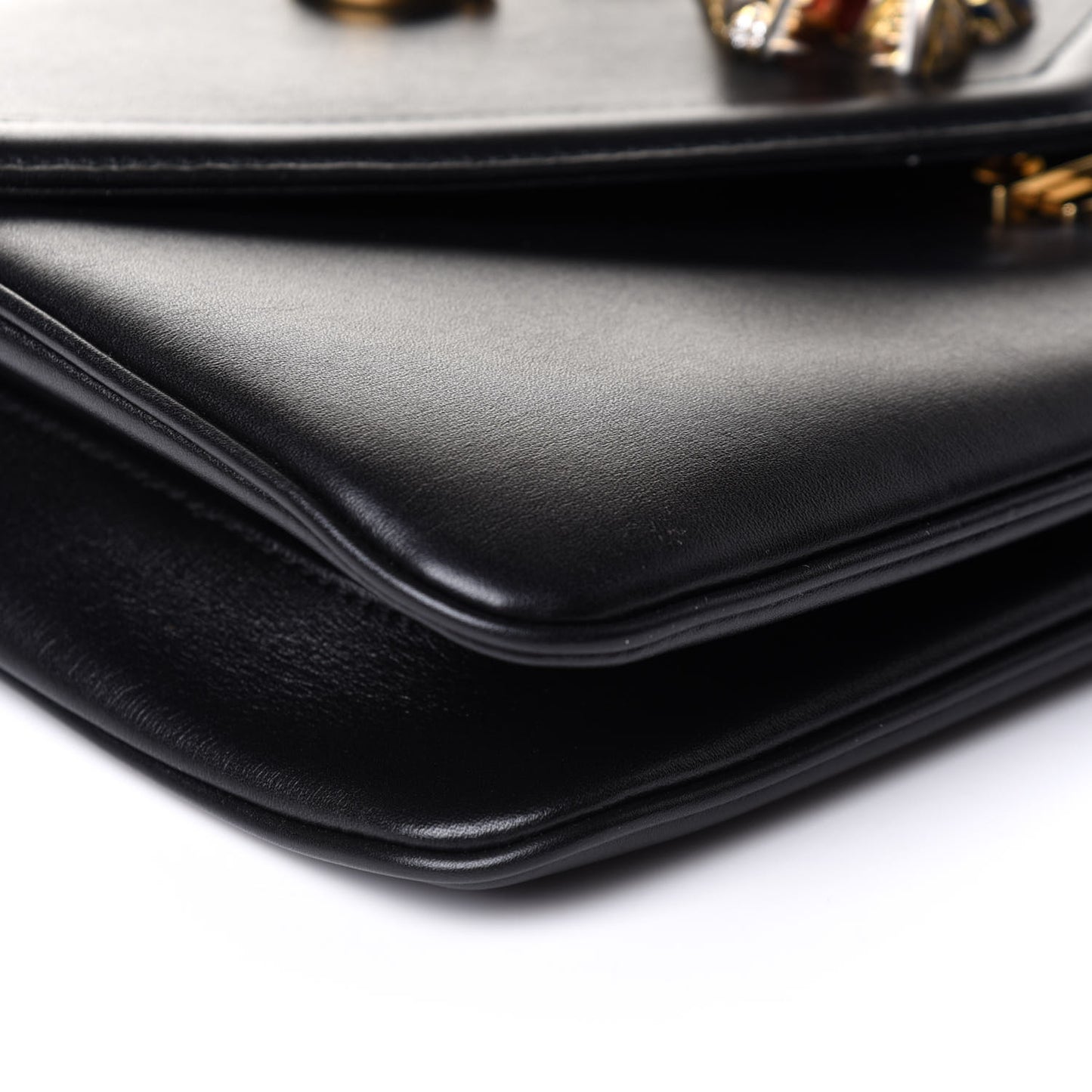 Vitello Palmellato Lux Crystal Medium Rajah Shoulder Bag Black