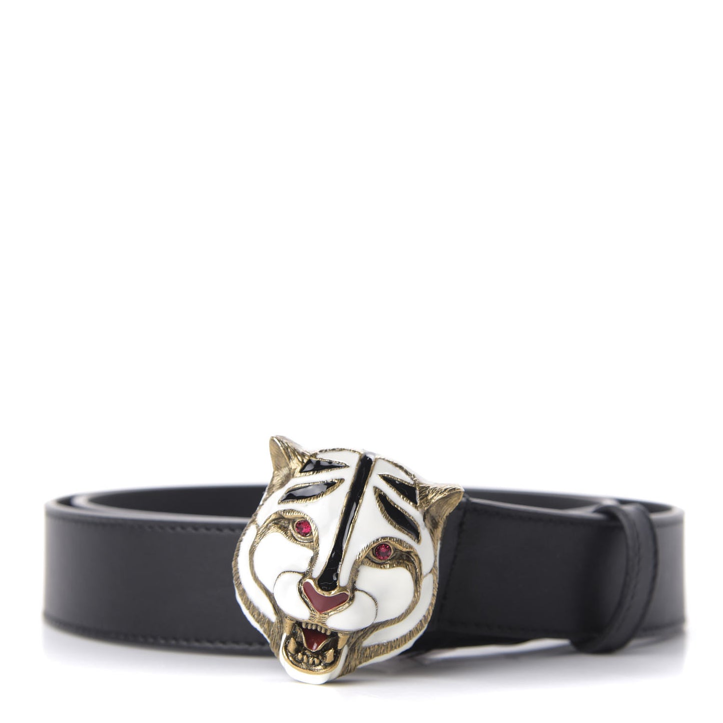Calfskin Tiger Head Buckle Belt 80 32 Black