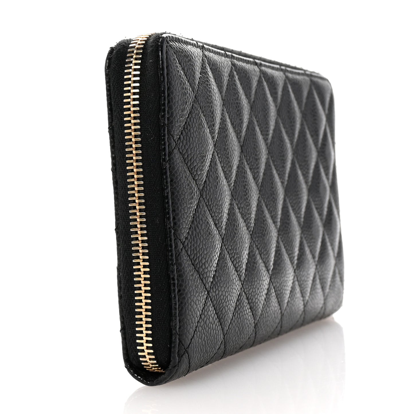 Caviar Quilted Large Zip Around Organizer Wallet Black