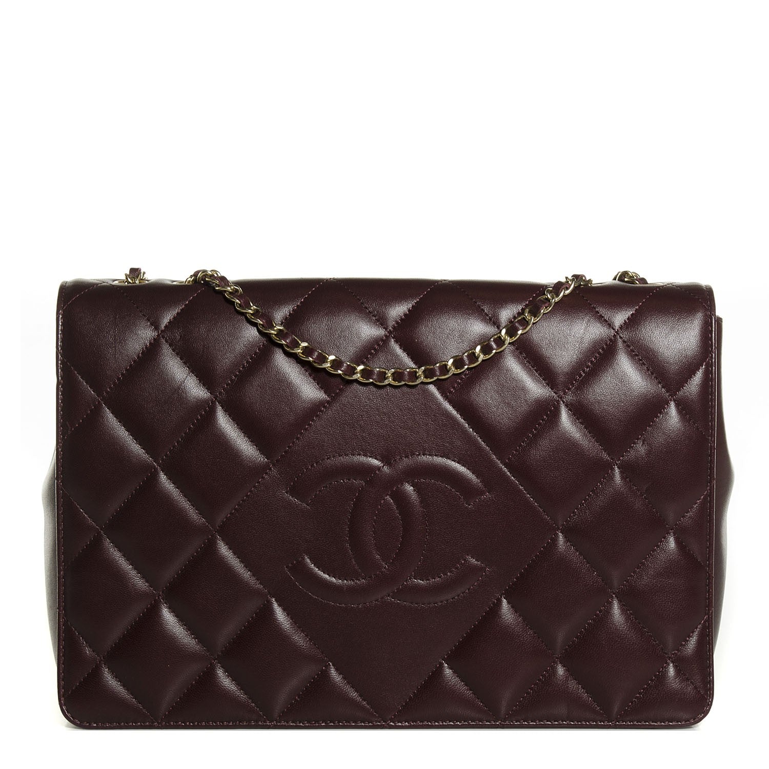 Chanel Lambskin Quilted Medium Diamond CC Flap Burgundy 1 of 8