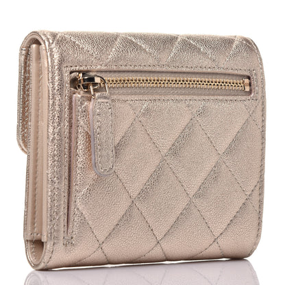 Chanel Metallic Lambskin Quilted Compact Flap Wallet Gold 3 of 7