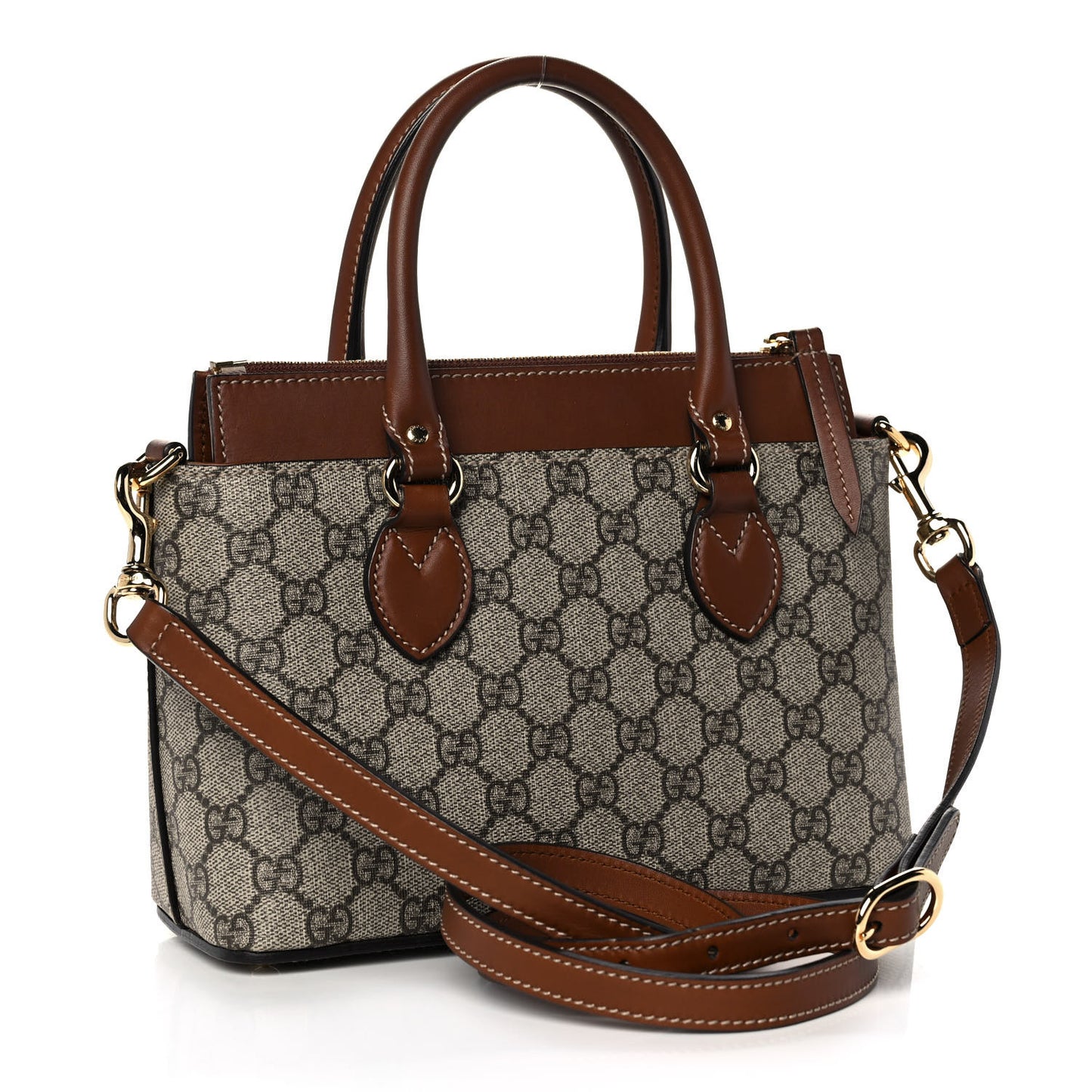 GG Supreme Monogram Mini Zip Top Tote Beige Tuscany