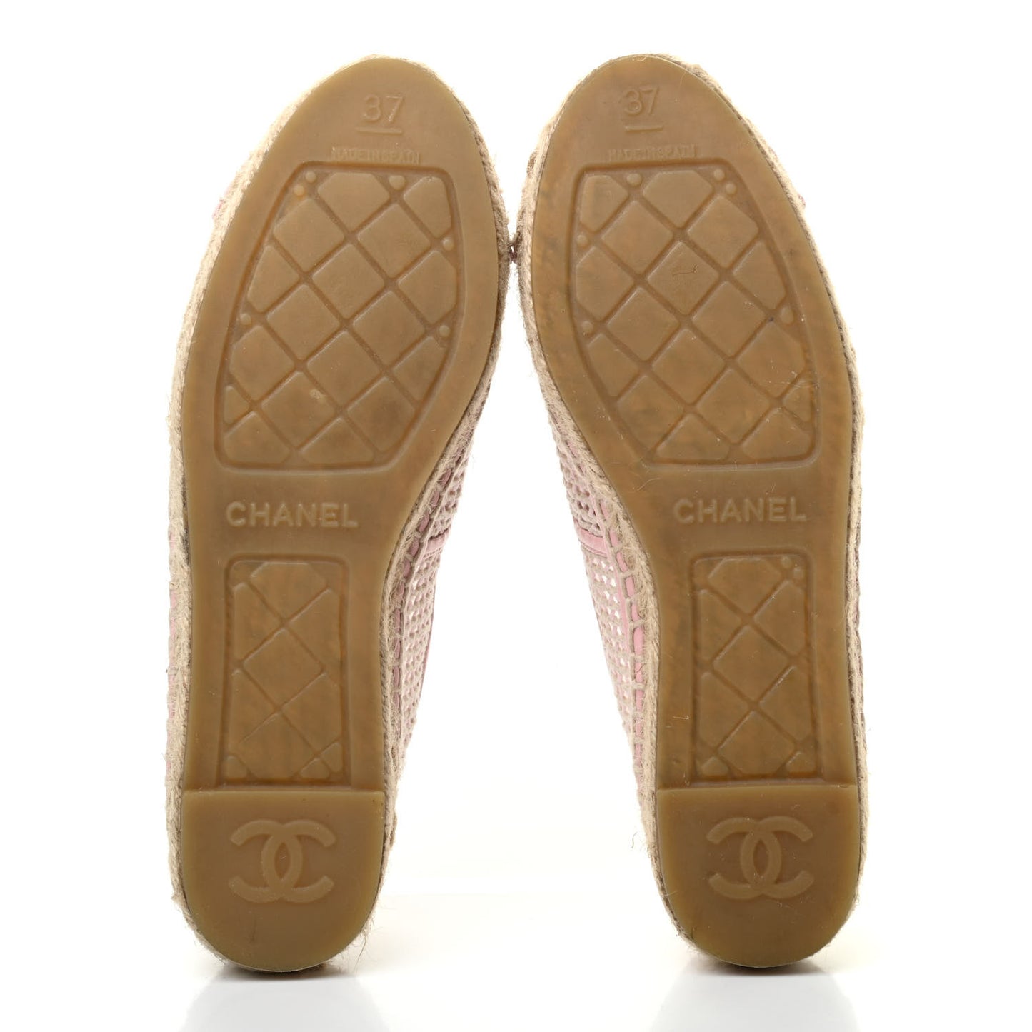 Mesh Lambskin CC Espadrilles 37 Light Pink Beige