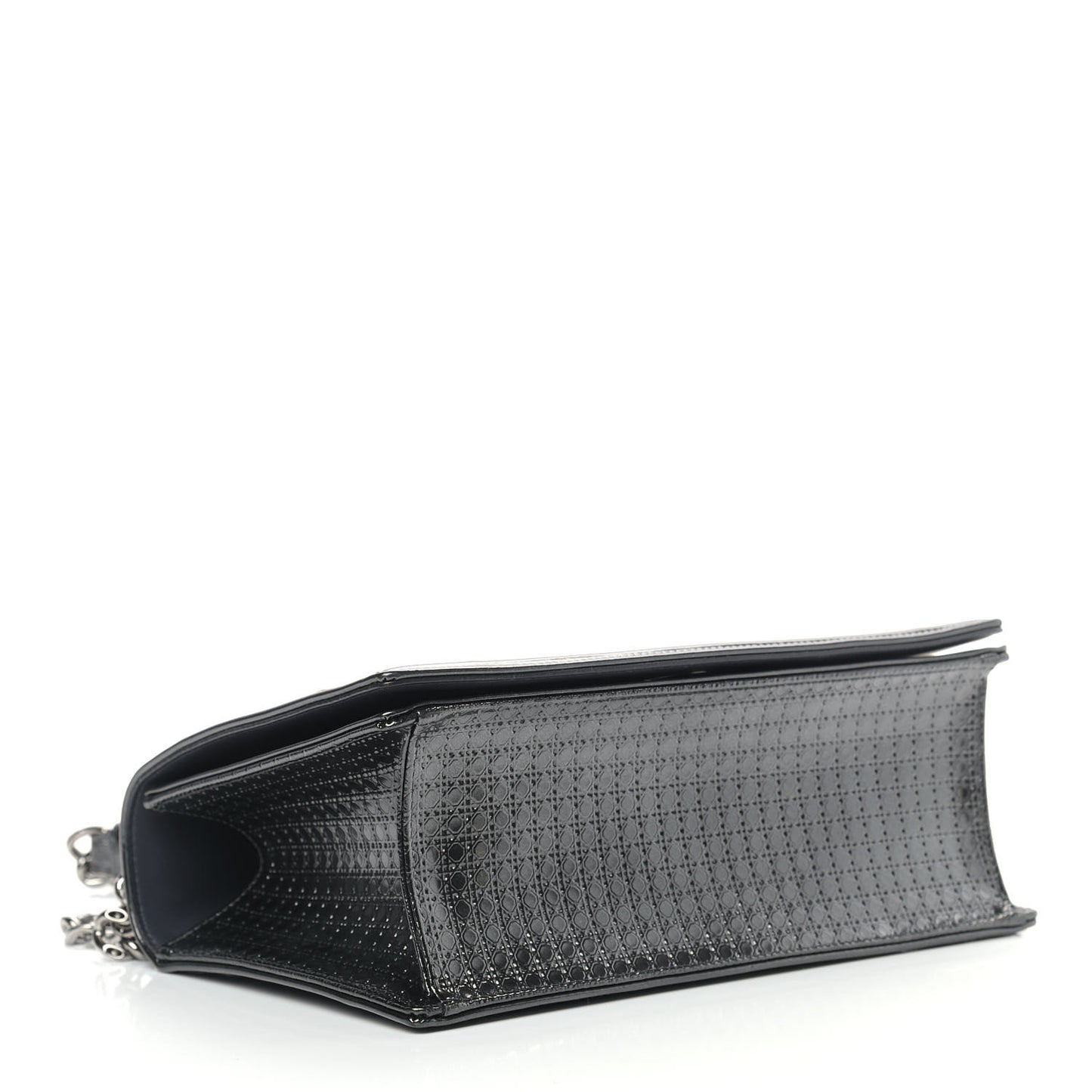 Metallic Calfskin Micro-Cannage Medium Diorama Flap Bag Graphite