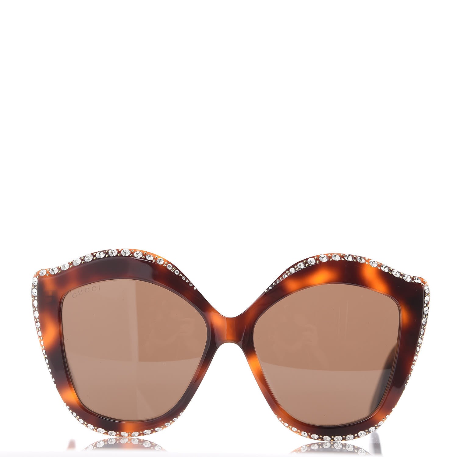 Gucci Crystal Cat Eye GG0118S Sunglasses Havana Brown 3 of 7