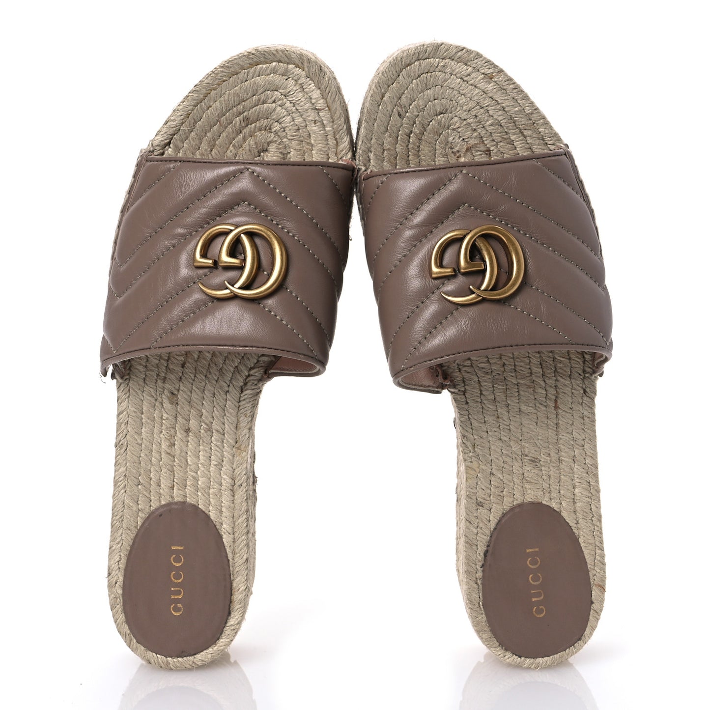 Nappa Matelasse GG Marmont Platform Espadrille Slide Sandals 41 Porcelain Rose