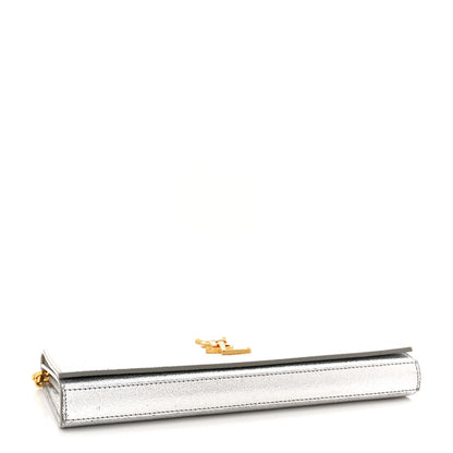 Saint Laurent Metallic Calfskin Monogram Chain Wallet Platine 4 of 16