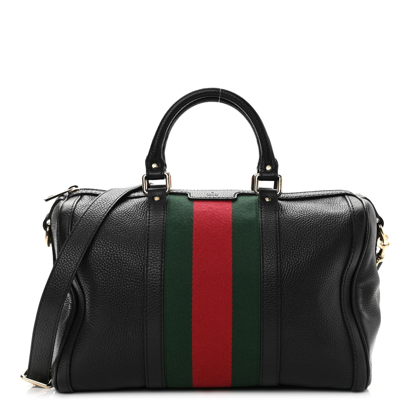 Calfskin Vintage Web Medium Boston Black