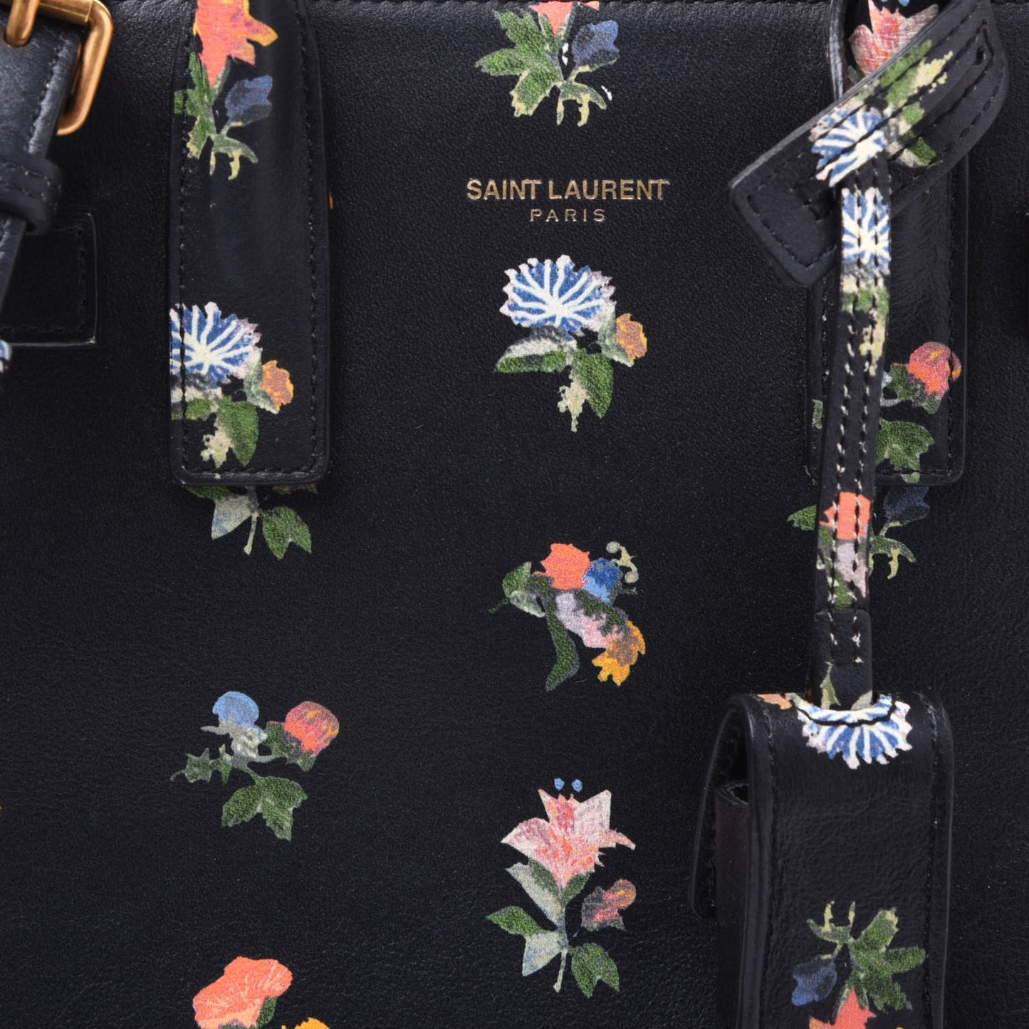 Calfskin Prairie Printed Nano Sac De Jour Black