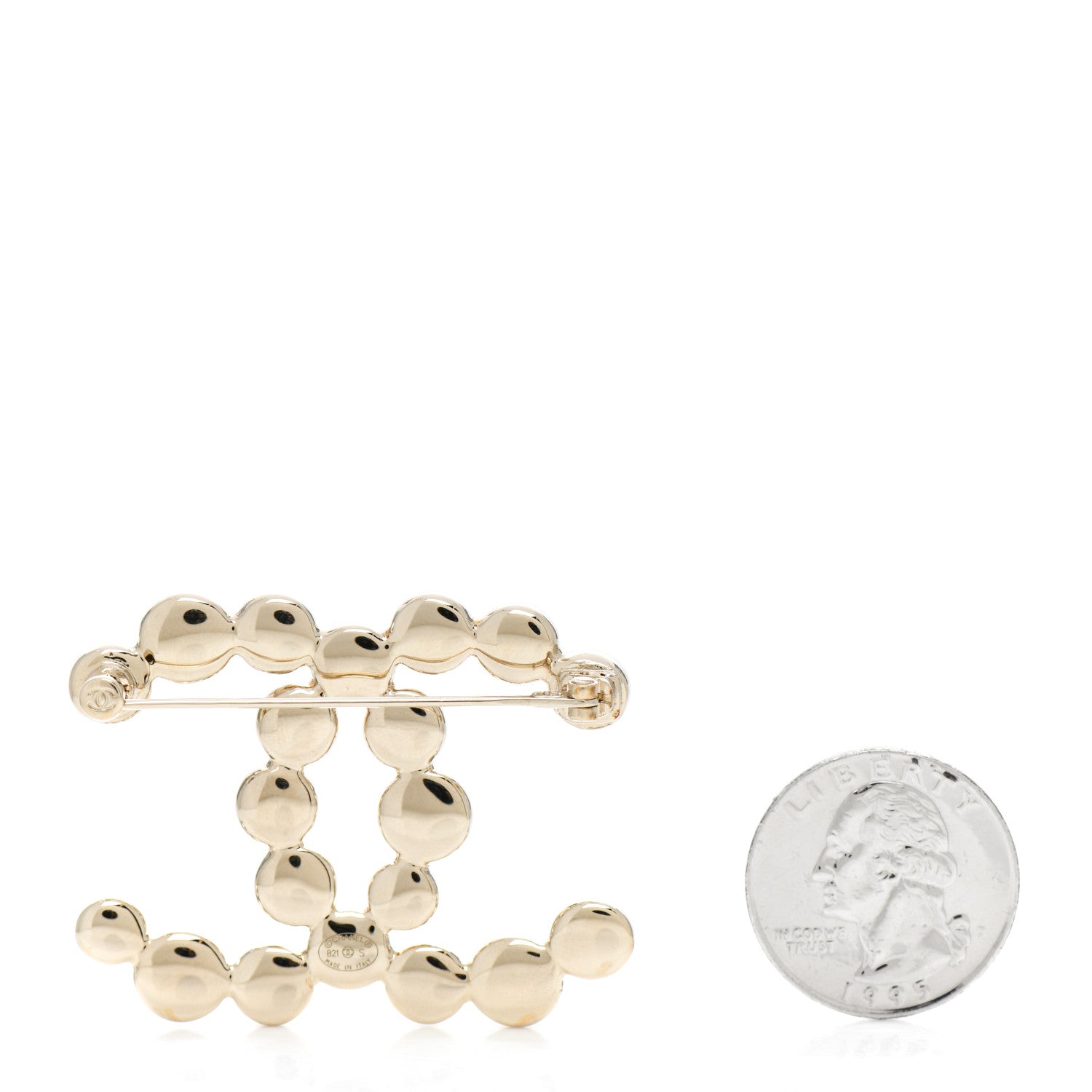Chanel Metal Beaded CC Brooch Gold 3 of 4