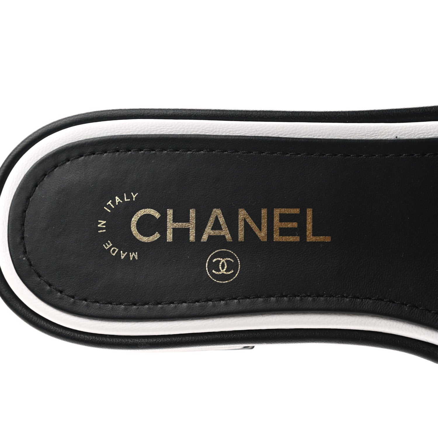 Chanel Lambskin Embroidered CC Mule Sandal 38 Black White 7 of 8