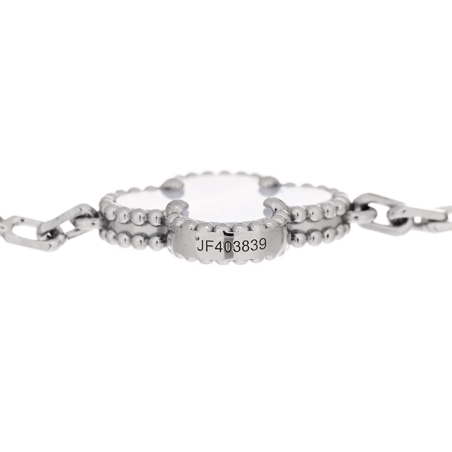 Van Cleef & Arpels 18K White Gold Chalcedony 5 Motifs Vintage Alhambra Bracelet 3 of 5