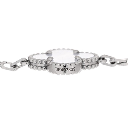 Van Cleef & Arpels 18K White Gold Chalcedony 5 Motifs Vintage Alhambra Bracelet 3 of 5