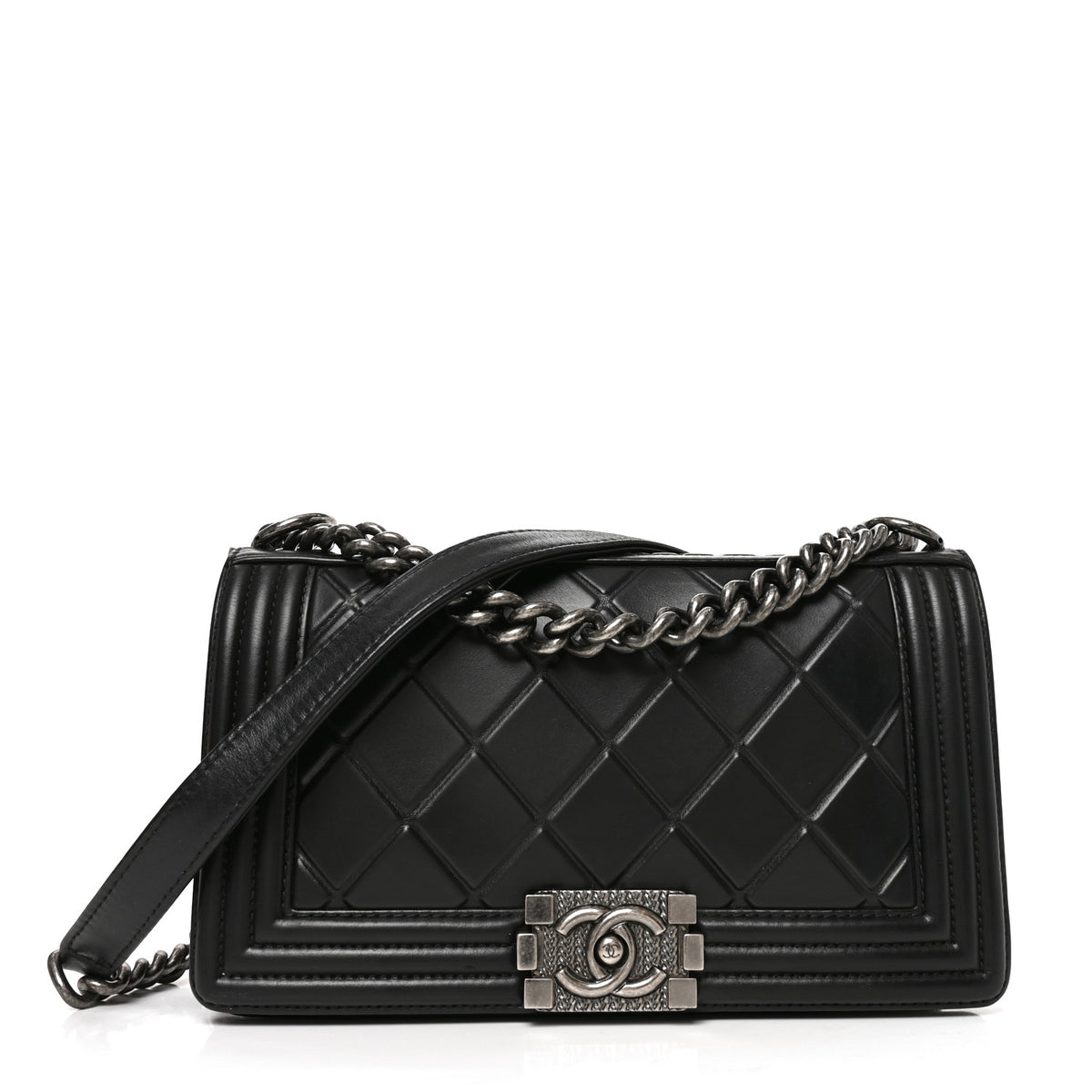 Chanel Calfskin Embossed Medium Paris Salzburg Boy Flap Black 1 of 10