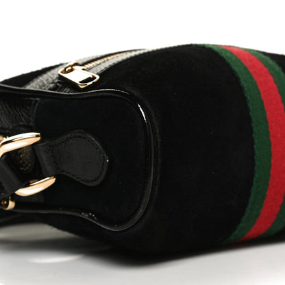Gucci Suede Patent Web Mini Ophidia Shoulder Bag Black 9 of 12