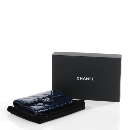 Chanel Patent Calfskin Quilted Small Flap Wallet Blue 4 of 8