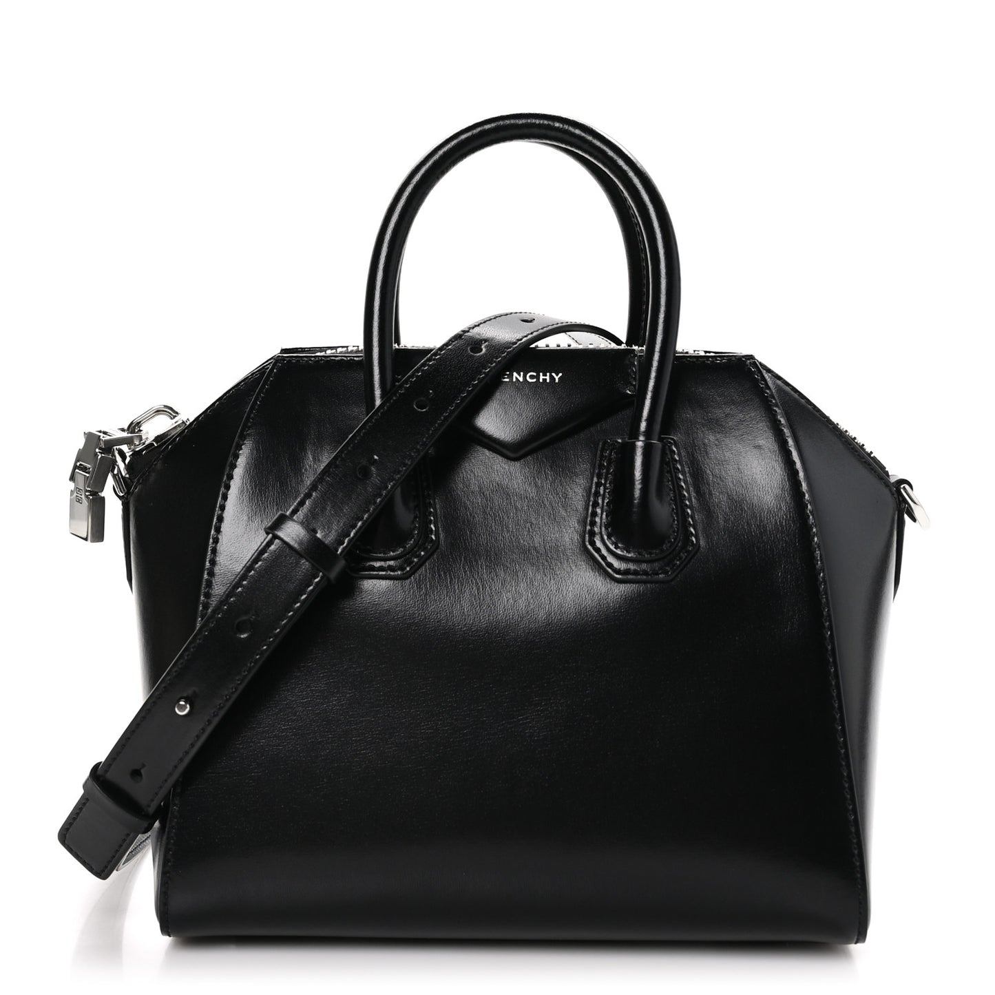 Shiny Lord Calfskin Mini Antigona Black