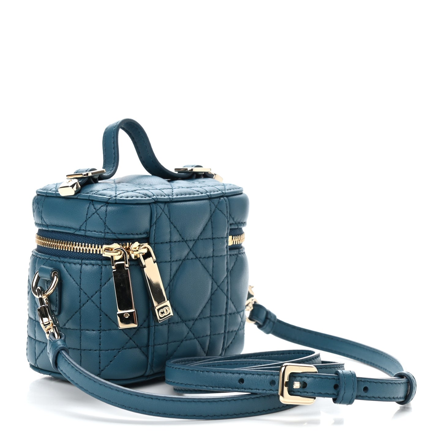 Lambskin Cannage Micro Lady Dior Vanity Case Blue
