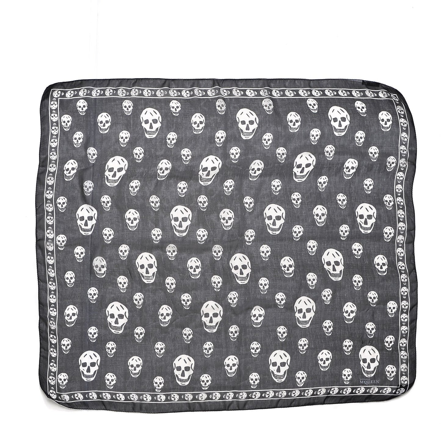 Silk Chiffon Skull Scarf Black Ivory