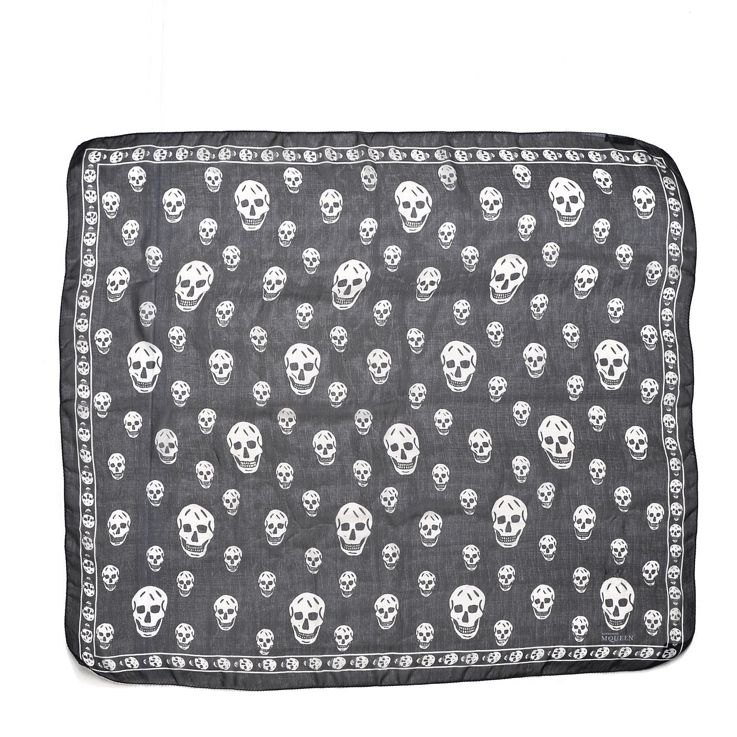 Alexander McQueen Silk Chiffon Skull Scarf Black Ivory 3 of 6