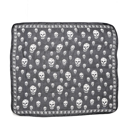 Alexander McQueen Silk Chiffon Skull Scarf Black Ivory 3 of 6