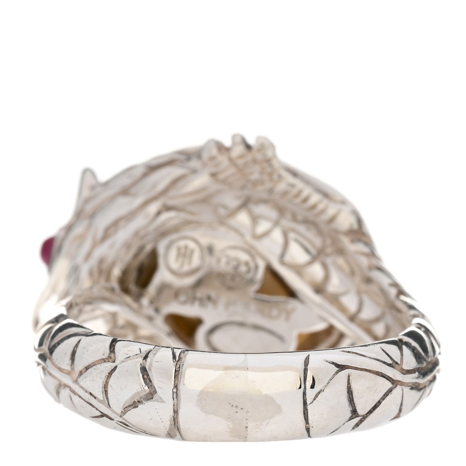 John Hardy Sterling Silver Ruby Black Sapphire Pearl Legends Naga Small Dragon Ring 52 6 3 of 4