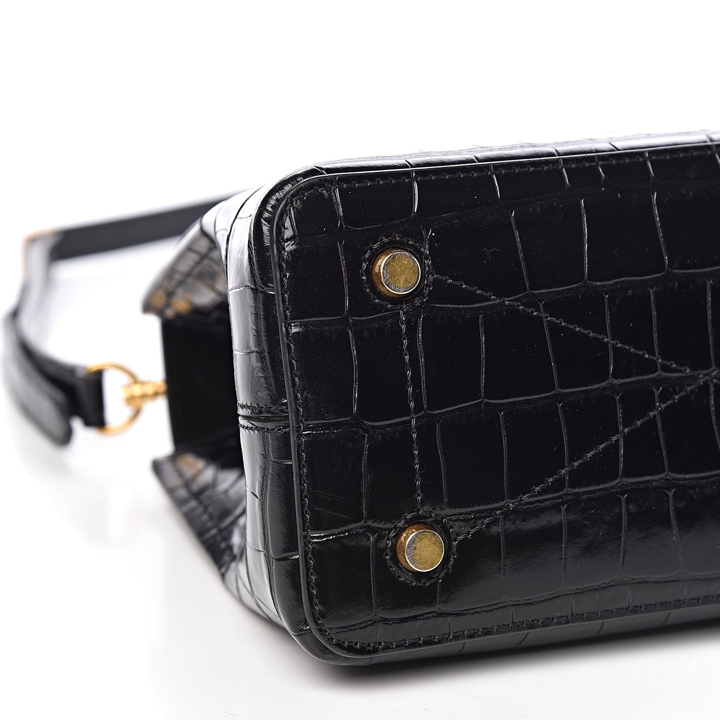 Calfskin Crocodile Embossed Mini Seaton Black