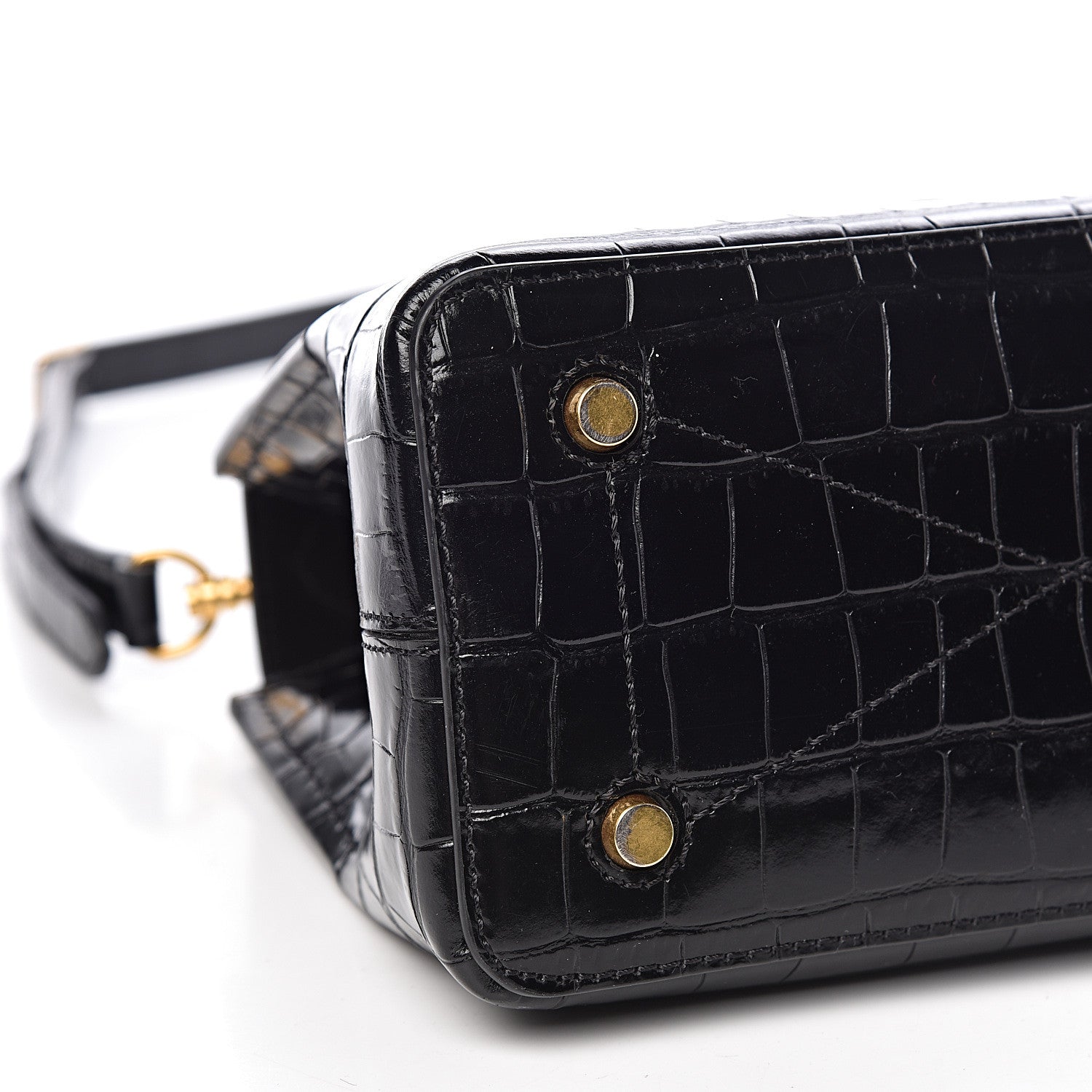 Mulberry Calfskin Crocodile Embossed Mini Seaton Black 7 of 20